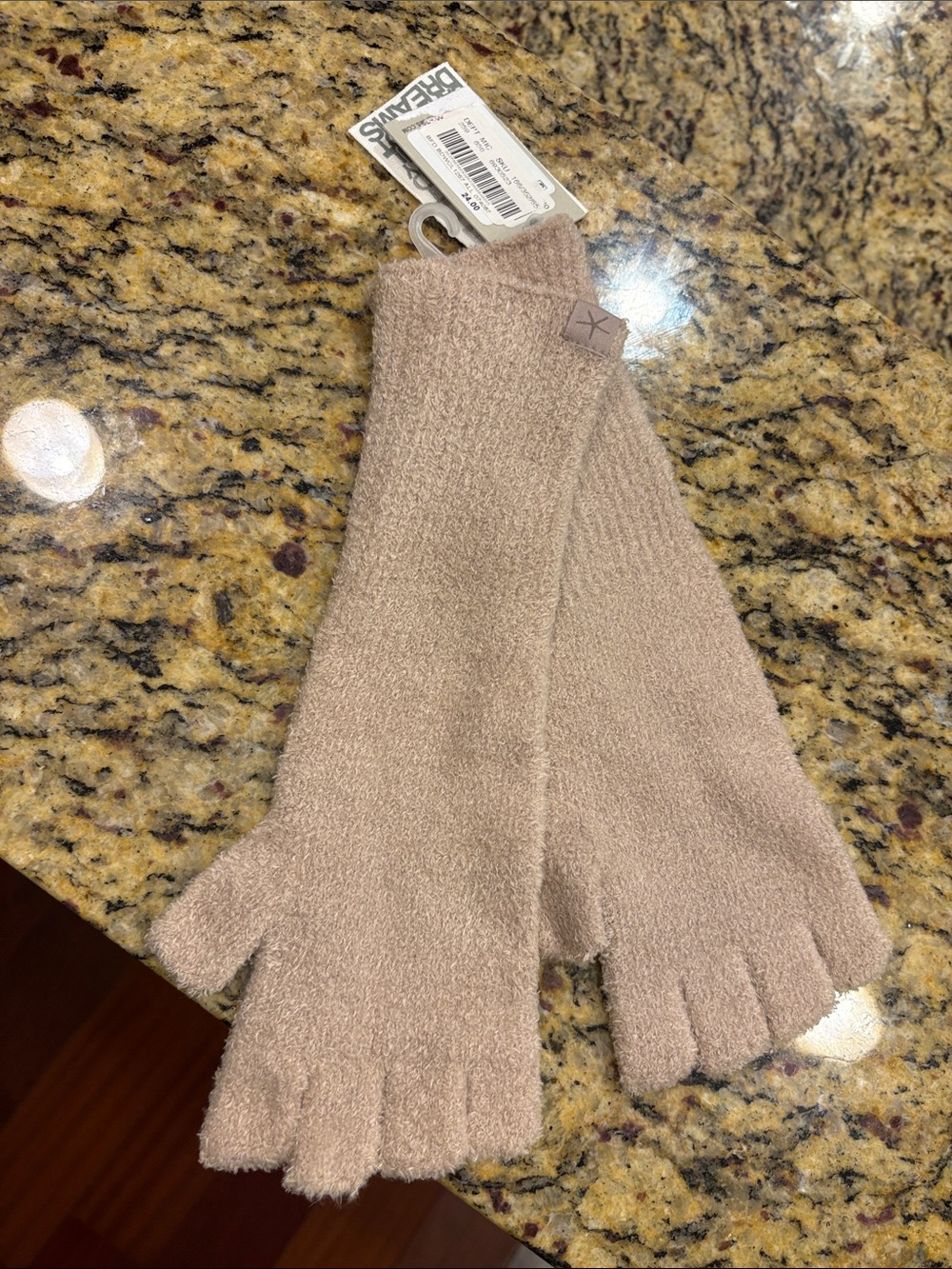 Barefoot Dreams Fingerless Mittens in Light Taupe
